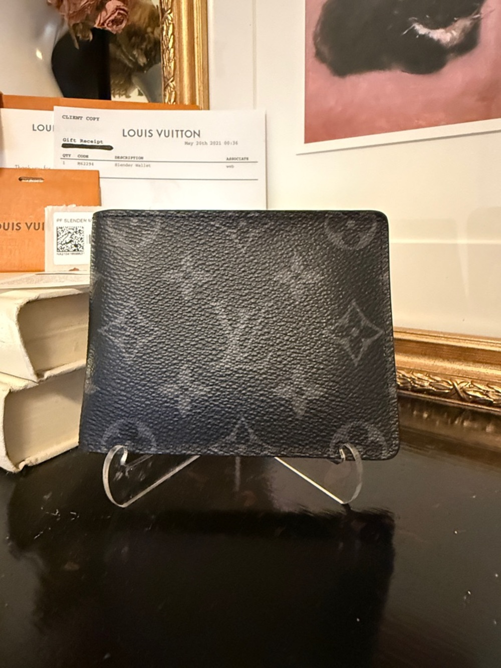 AUTH Louis Vuitton Monogram Eclipse Slim Wallet - Picture 2 of 16